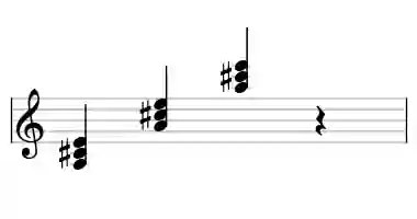 Sheet music of A M in three octaves